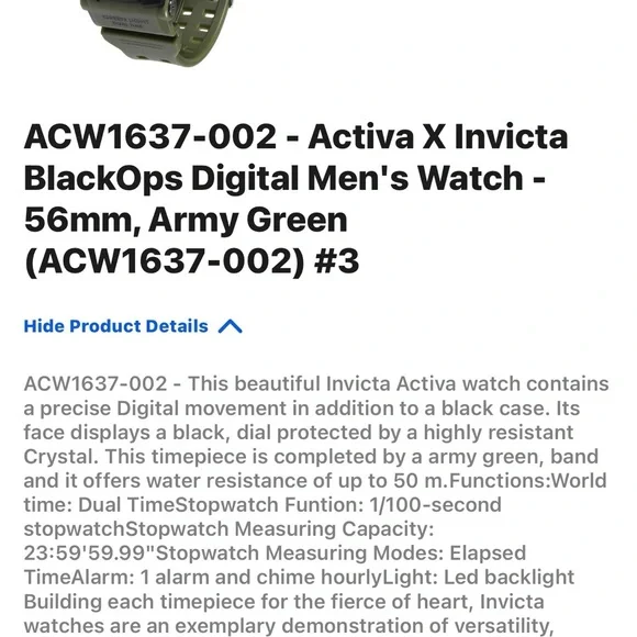 Invicta Activa BlackOps Digital Men's Watch - Army Green - Picture 2 of 3